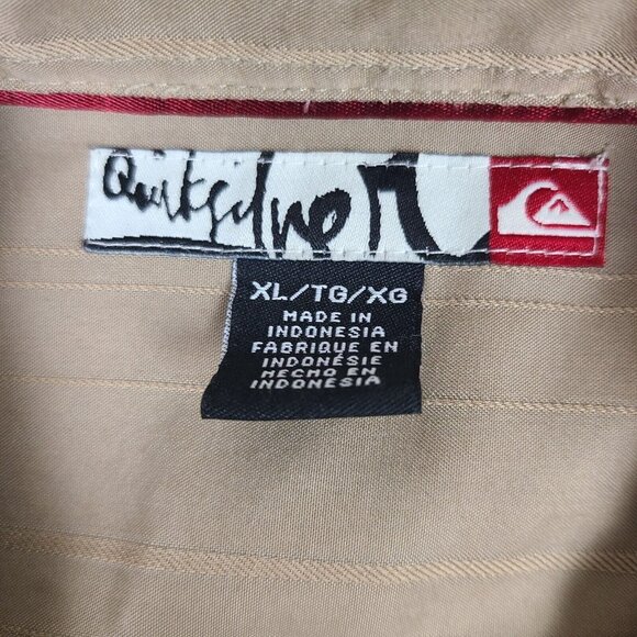 Quiksilver Shirt Mens X-Large Brown Polyester Blend Button Down Chest Pocket - Picture 7 of 9